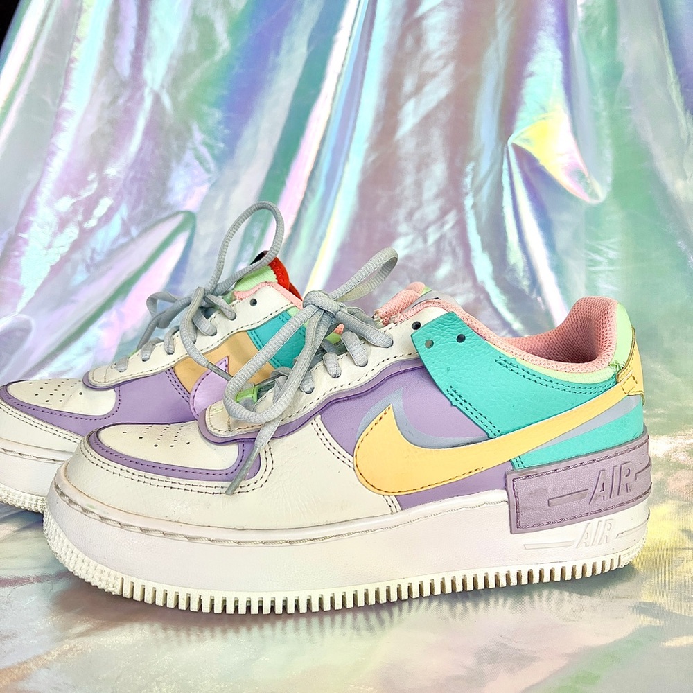 Nike Women's Pastel Ivory Air Force 1 Shadow Sneakers - Picture 2 of 8